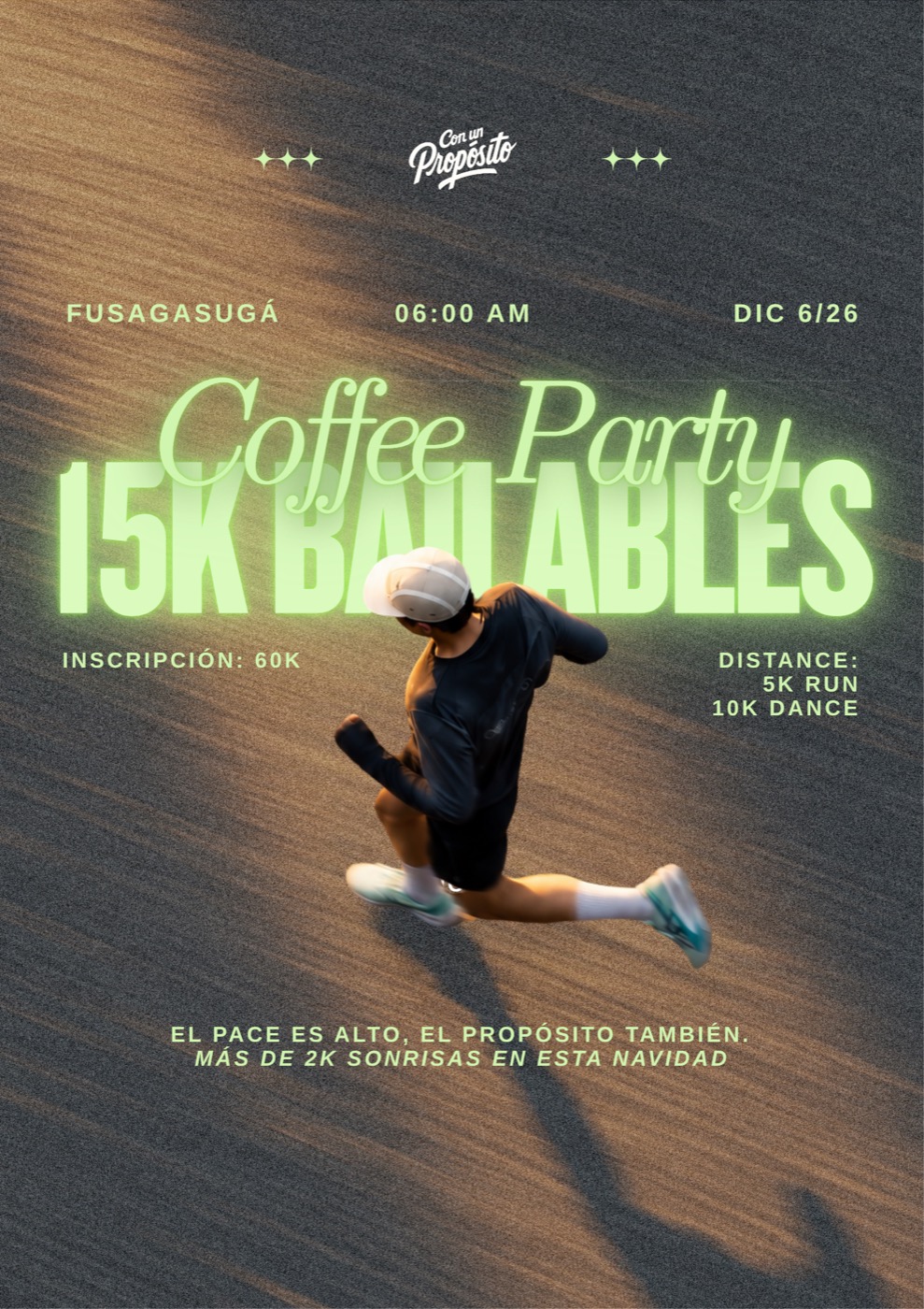 Flyer oficial Coffee Party 15K Bailables